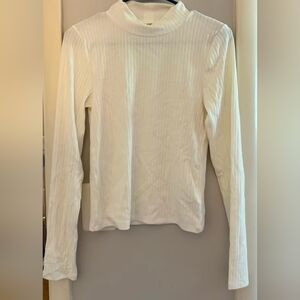 GAP Classic White Ribbed Long Sleeve Top